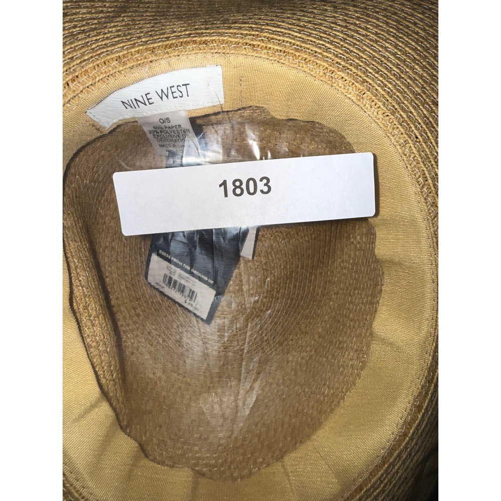 Nine West Packable Straw Sun Hat Tan UPF 50+ Adjustable Headsize NWT - Picture 6 of 6
